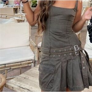 ZARA WAXED BOX PLEAT DRESS Brown SIZE Large